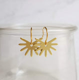 Small Gold Sun Earrings, sun ray earring, sunshine earring, little sun earring, gold gear earring, gold snowflake, sunny day earring, happy - Constant Baubling