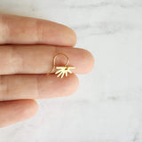 Little Gold Sunshine Earrings, sun ray earring, sun earring, small sun earring, gold gear earring, half sun earring, sunny day earring - Constant Baubling