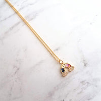 Crystal Rainbow Pendant Necklace - rainbow necklace, rainbow charm, happy jewelry, after the storm, rainbow cloud necklace, gold rainbow - Constant Baubling