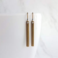 Bronze Bar Earrings, brass rectangle earring, bronze rectangle earring, flat bar earring, bar earring, stick earring, antique bronze - Constant Baubling