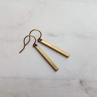 Bronze Bar Earrings, brass rectangle earring, bronze rectangle earring, flat bar earring, bar earring, stick earring, antique bronze - Constant Baubling