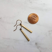 Bronze Bar Earrings, brass rectangle earring, bronze rectangle earring, flat bar earring, bar earring, stick earring, antique bronze - Constant Baubling