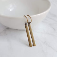 Bronze Bar Earrings, brass rectangle earring, bronze rectangle earring, flat bar earring, bar earring, stick earring, antique bronze - Constant Baubling