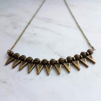 Spike Necklace, antique bronze necklace, antique brass necklace, spear necklace, arrow necklace, arrowhead necklace, small triangle necklace - Constant Baubling
