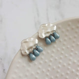 Storm Cloud Earrings - silver cloud earring, blue grey raindrop, sterling silver post, raindrop earring, rain earring, raining cloud earring - Constant Baubling