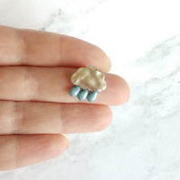 Storm Cloud Earrings - silver cloud earring, blue grey raindrop, sterling silver post, raindrop earring, rain earring, raining cloud earring - Constant Baubling