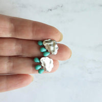 Silver Cloud Earrings - rain cloud earring, turquoise blue raindrop, sterling silver post, raindrop earring, storm earring, raining cloud - Constant Baubling