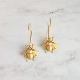 Large Gold Bee Earrings, bumblebee earring, large bee earring, big bee earring, honeybee earring, simple bee earring, beekeeper gift, dangle - Constant Baubling