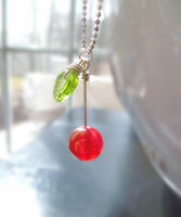 Michigan Cherry Necklace, Michigan necklace, Traverse City, up north necklace, cherry jewelry, cherry pendant, fruit necklace, Northern Mi - Constant Baubling