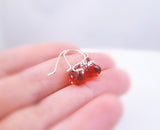 Red & Silver Earrings - .925 sterling silver handmade fancy hooks, small boro glass lampwork drops, sexy hot fire engine blood red/clear - Constant Baubling