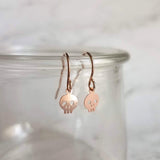 Tiny Skull Earrings, rose gold skull, rose gold earring, Halloween earring, small skull earring, skull dangle earring, pink skull earring - Constant Baubling
