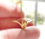 Origami Crane Necklace, gold origami pendant, origami necklace, gold crane pendant, silver crane pendant folded paper style metal bird charm - Constant Baubling