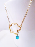 Raindrop Cloud Necklace, rain necklace, gold cloud, silver cloud necklace, electric blue drop, weather necklace, singing rain, storm pendant - Constant Baubling
