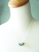 Glass Drops Necklace, sage green aqua blue swirls, clear glass drops, small glass drops, lampwork teardrop necklace, nested drop necklace - Constant Baubling