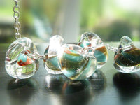 Glass Drops Necklace, sage green aqua blue swirls, clear glass drops, small glass drops, lampwork teardrop necklace, nested drop necklace - Constant Baubling