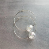 Bubble Hoop Earrings, clear bubble earring, soap earring, clear glass ball, large gold hoop earring, thin gold hoop, hollow glass ball, orb - Constant Baubling