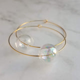 Bubble Hoop Earrings, clear bubble earring, soap earring, clear glass ball, large gold hoop earring, thin gold hoop, hollow glass ball, orb - Constant Baubling