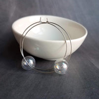 Bubble Hoop Earrings, clear bubble earring, soap earring, clear glass ball, large gold hoop earring, thin gold hoop, hollow glass ball, orb - Constant Baubling