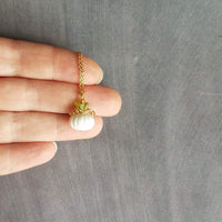 Gold White Pumpkin Necklace, Halloween necklace, fall necklace, pumpkin pendant, pumpkin charm, gold white pumpkin necklace, small pumpkin - Constant Baubling
