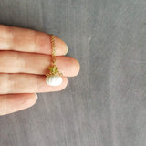 Gold White Pumpkin Necklace, Halloween necklace, fall necklace, pumpkin pendant, pumpkin charm, gold white pumpkin necklace, small pumpkin - Constant Baubling