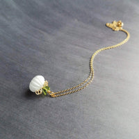 Gold White Pumpkin Necklace, Halloween necklace, fall necklace, pumpkin pendant, pumpkin charm, gold white pumpkin necklace, small pumpkin - Constant Baubling