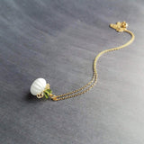 Gold White Pumpkin Necklace, Halloween necklace, fall necklace, pumpkin pendant, pumpkin charm, gold white pumpkin necklace, small pumpkin - Constant Baubling
