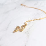Gold Snake Necklace, crystal snake necklace, snake pendant, gold snake charm, diamond snake necklace, curved snake, CZ snake, winding snake - Constant Baubling
