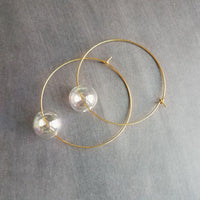 Bubble Hoop Earrings, clear bubble earring, soap earring, clear glass ball, large gold hoop earring, thin gold hoop, hollow glass ball, orb - Constant Baubling
