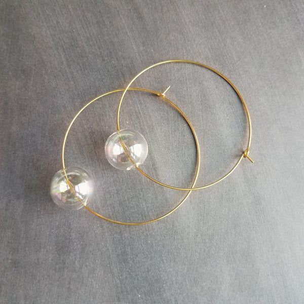 Large gold hoop shop earrings with balls