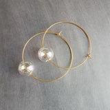 Hollow Glass Ball Earrings, silver hoop earring, clear glass ball earring, glass ball hoop, large silver hoop, clear glass bubble earring - Constant Baubling