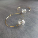 Bubble Hoop Earrings, clear bubble earring, soap earring, clear glass ball, large gold hoop earring, thin gold hoop, hollow glass ball, orb - Constant Baubling