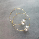 Bubble Hoop Earrings, clear bubble earring, soap earring, clear glass ball, large gold hoop earring, thin gold hoop, hollow glass ball, orb - Constant Baubling