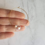 Bubble Hoop Earrings, clear bubble earring, soap earring, clear glass ball, large gold hoop earring, thin gold hoop, hollow glass ball, orb - Constant Baubling