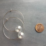 Bubble Hoop Earrings, clear bubble earring, soap earring, clear glass ball, large gold hoop earring, thin gold hoop, hollow glass ball, orb - Constant Baubling