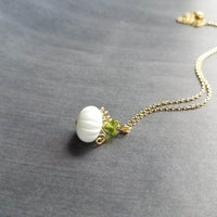 Gold White Pumpkin Necklace, Halloween necklace, fall necklace, pumpkin pendant, pumpkin charm, gold white pumpkin necklace, small pumpkin - Constant Baubling