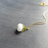 Gold White Pumpkin Necklace, Halloween necklace, fall necklace, pumpkin pendant, pumpkin charm, gold white pumpkin necklace, small pumpkin - Constant Baubling