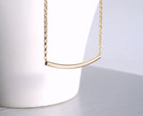 Thin Gold Tube Necklace, 14 karat gold filled chain, 14K gold fill, curved bar necklace, gold layering necklace, gold noodle, minimalist - Constant Baubling