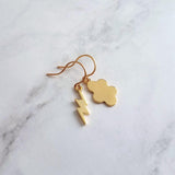 Lightning Bolt Earrings, gold lightning earring, gold bolt earring, weather earring, storm earring, thunder bolt earring, meteoroligist gift - Constant Baubling