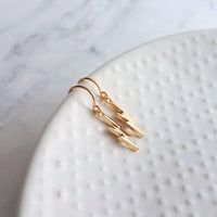 Lightning Bolt Earrings, gold lightning earring, gold bolt earring, weather earring, storm earring, thunder bolt earring, meteoroligist gift - Constant Baubling
