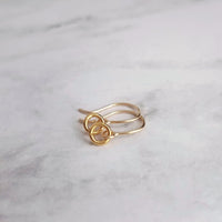 Gold Circle Earrings, 14K gold fill earring, gold ring earring, tiny gold circle earring, small ring earring, minimalist gold earring, hoop - Constant Baubling