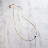 Black and Gold Necklace, dash necklace, bar necklace, line necklace, tube necklace, black line necklace, thin gold chain, sliding tube - Constant Baubling