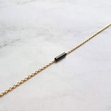 Black and Gold Necklace, dash necklace, bar necklace, line necklace, tube necklace, black line necklace, thin gold chain, sliding tube - Constant Baubling