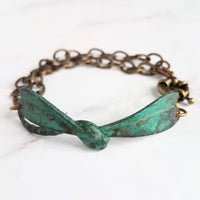Large Leaf Bracelet, patina leaf bracelet, big leaf bracelet, verdigris patina bracelet, nature bracelet, rustic bracelet, oversized leaf - Constant Baubling