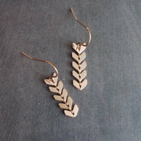 Long Silver Earrings, v shaped earrings, silver arrow earrings, chevron earrings, herringbone earrings, flexible earrings fish bone earrings - Constant Baubling
