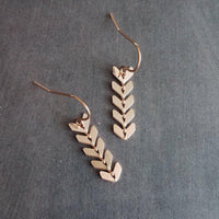 Long Silver Earrings, v shaped earrings, silver arrow earrings, chevron earrings, herringbone earrings, flexible earrings fish bone earrings - Constant Baubling