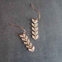 Long Gold Earrings, v shaped earrings, gold arrow earrings, chevron earrings, herringbone earrings, long flexible earrings fishbone earrings - Constant Baubling