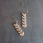 Long Rose Gold Earrings, v shaped earrings, rose gold arrow earrings, chevron earrings, arrows earrings, long flexible earrings, pink gold - Constant Baubling