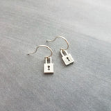 Silver Padlock Earrings, tiny lock earring, small padlock earring, silver lock earring, love slave earring, lockdown earring, commitment - Constant Baubling