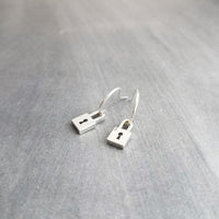Silver Padlock Earrings, tiny lock earring, small padlock earring, silver lock earring, love slave earring, lockdown earring, commitment - Constant Baubling