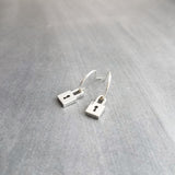 Silver Padlock Earrings, tiny lock earring, small padlock earring, silver lock earring, love slave earring, lockdown earring, commitment - Constant Baubling